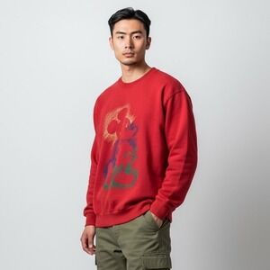 Vintage Mickey Mouse Disney Designs Red‎ Crewneck Sweatshirt - Adult Small